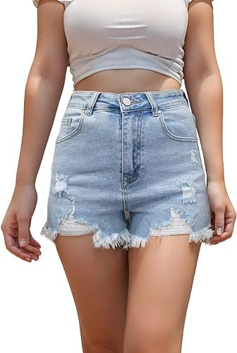 Jean Shorts Womens High Waisted Ripped Denim Shorts