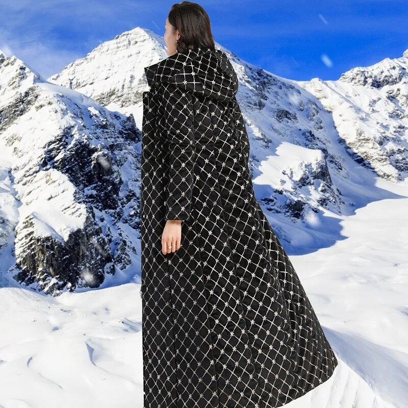 Long Overcoat with Pockets, Space Cotton, Hooded Jacket, Winter MAX